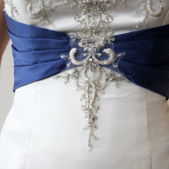 Alfred Angelo Sapphire Blue Empire Waist Wedding Dress size 10 - Picture 7 of 10